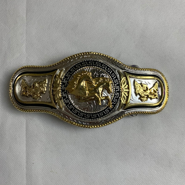 6.5" X 3.5" HORSE BELT BUCKLE GOLD SILVER BLACK WESTERN BUCKLE FASHION ART NEW #EH12271