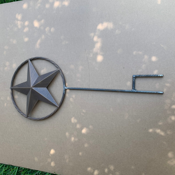 10",12",16",24" STAR STAKE METAL BARN STAR WITH TWISTED ROPE RING WESTERN HOME DECOR BROWN