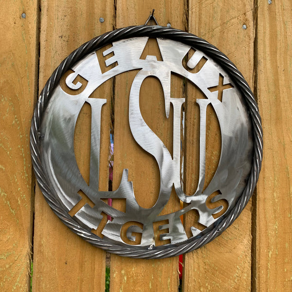 12",18",24",32" LSU GEAUX TIGERS CUSTOM METAL VINTAGE CRAFT TEAM SIGN WESTERN HOME DECOR HANDMADE