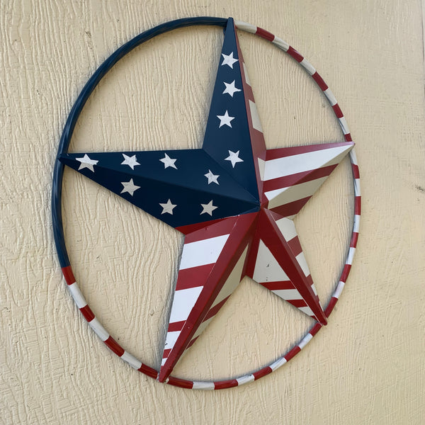 PEACE STAR METAL RED WHT BLUE STAR WESTERN HOME DECOR HANDMADE 12",16",24",32"36",38",40",48"