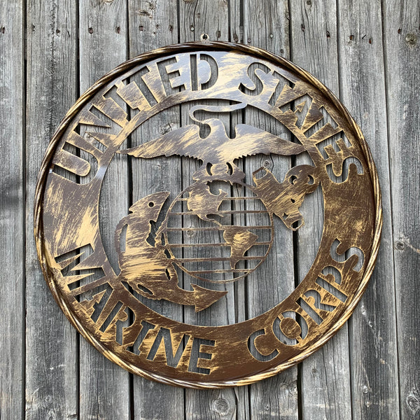 #EH10085 18",24",32" US MARINE CORPS MILITARY LASERCUT METAL PATRIOTIC WALL ART WESTERN HOME DECOR HANDMADE RUSTIC BRONZE COPPER