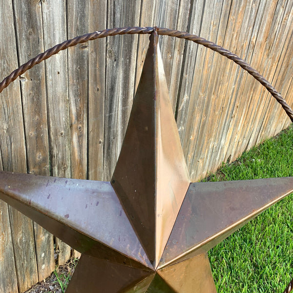 #EH10507 TEXAS GIANT 8,6,5,4 FOOT NATURAL RUSTIC SEALED UNPAINTED LARGE OVERSIZE METAL LONESTAR GENUINE RUST PATINA LONE STAR TWISTED ROPE RING 4,5,6,8 FOOT
