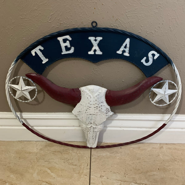 24" X 18" TEXAS LONGHORNS METAL ART WALL DECOR WESTERN HOME DECOR NEW