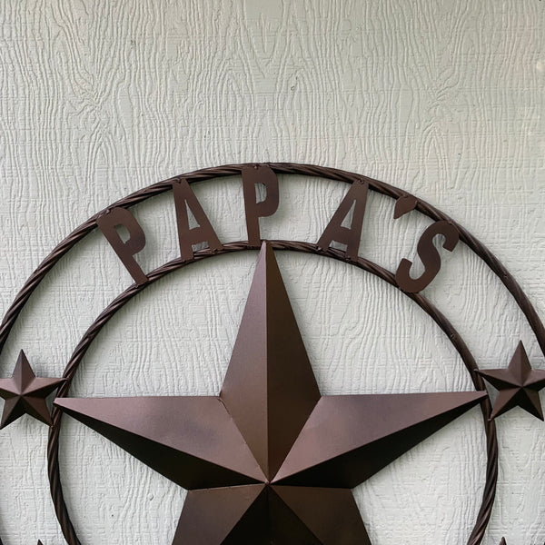 LOPEZ CUSTOM STAR NAME BARN METAL STAR 3d TWISTED ROPE RING WESTERN HOME DECOR RUSTIC  BRONZE HANDMADE 24",32",34",36",40",42",44",46",50"