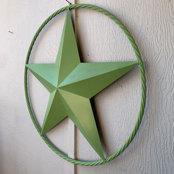APPLE GREEN BARN STAR METAL LONESTAR TWISTED ROPE RING WESTERN HOME DECOR HANDMADE #EH10836