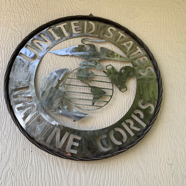 24" US MARINE CORPS MILITARY LASERCUT RAW METAL WALL ART WESTERN HOME DECOR HANDMADE NO PAINT
