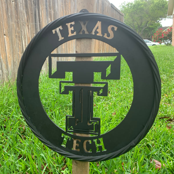12",18",24",32",36" TEXAS TECH RUSTIC BLACK CUSTOM METAL VINTAGE CRAFT TEAM SIGN HANDMADE TO ORDER
