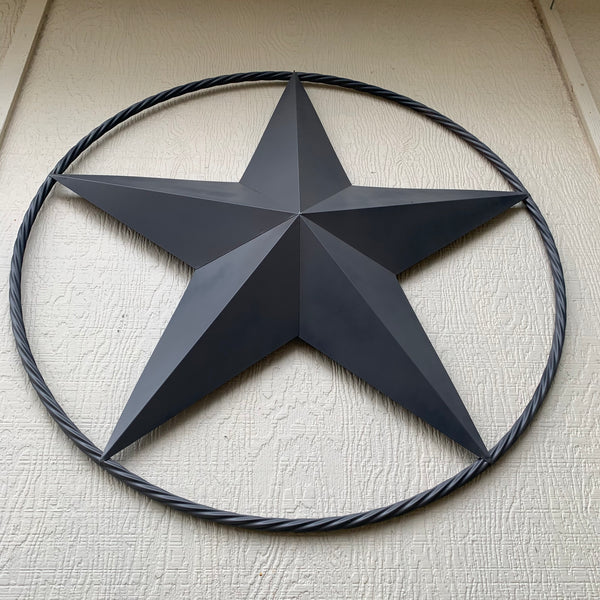 RUSTIC GREY BARN LONE STAR WITH TWISTED ROPE RING METAL WALL ART WESTERN HOME DECOR VINTAGE RUSTIC CRAFT NEW 12",16",24",32",36",38",40",48",60",72",96"