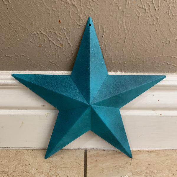 #EH10474 RUSTIC TURQUOISE DISTRESSED TWO TONE BARN METAL STAR WESTERN HOME DECOR ART NEW