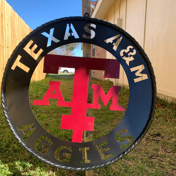24" TEXAS A&M WIDE BAND RING CUSTOM METAL VINTAGE CRAFT SIGN TEAM HANDMADE