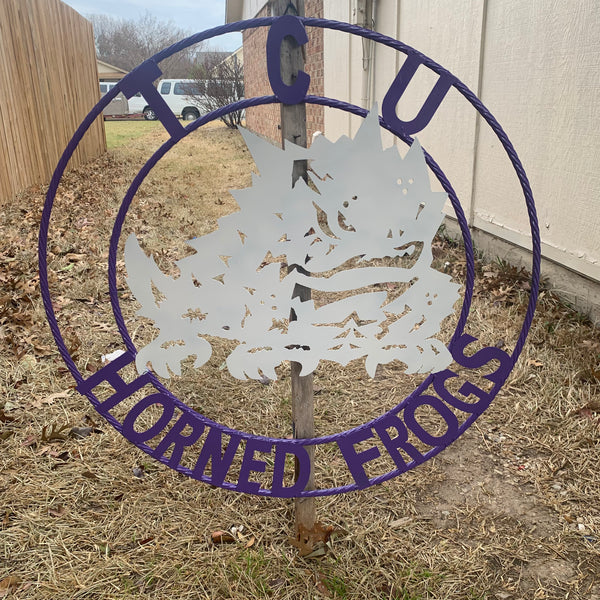 12",18",24",32",36" TCU HORNED FROGS CUSTOM METAL VINTAGE CRAFT TEAM SIGN HANDMADE