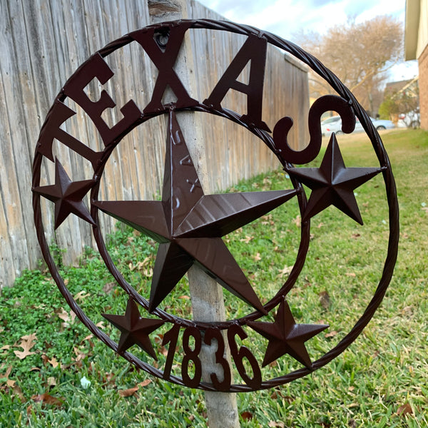 16",24",32",50" RUSTIC BROWN TEXAS 1836 BARN STAR METAL ART WESTERN HOME DECOR VINTAGE RUSTIC DARK BROWN NEW