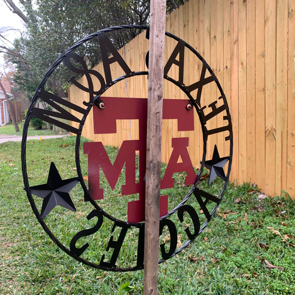 12", 18", 24", 32" TEXAS A&M AGGIES STARS METAL CUSTOM VINTAGE CRAFT WALL ART TEAM SIGN HANDMADE