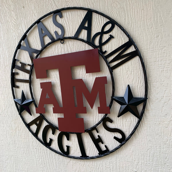 12", 18", 24", 32" TEXAS A&M AGGIES STARS METAL CUSTOM VINTAGE CRAFT WALL ART TEAM SIGN HANDMADE