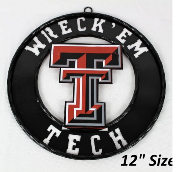 12" WRECKEM TEXAS TECH CUSTOM METAL VINTAGE CRAFT SIGN TEAM HANDMADE