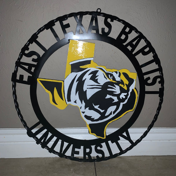 EAST TEXAS BAPTIST UNIVERSITY METAL CUSTOM VINTAGE CRAFT SIGN WALL ART TEAM HANDMADE