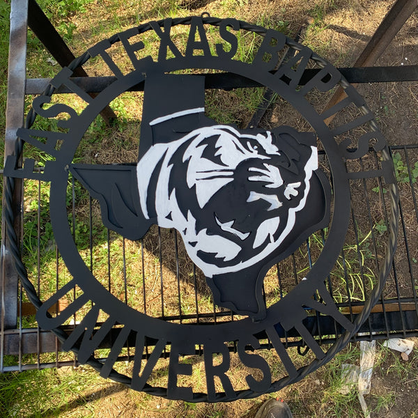 EAST TEXAS BAPTIST UNIVERSITY METAL CUSTOM VINTAGE CRAFT SIGN WALL ART TEAM HANDMADE