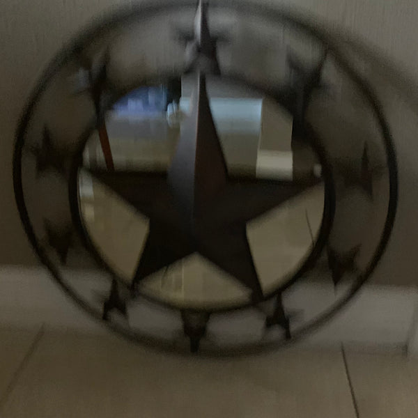 24" MULTI STAR WITH MIRROR METAL ART WESTERN HOME WALL DECOR RUSTIC BROWN NEW HANDMADE