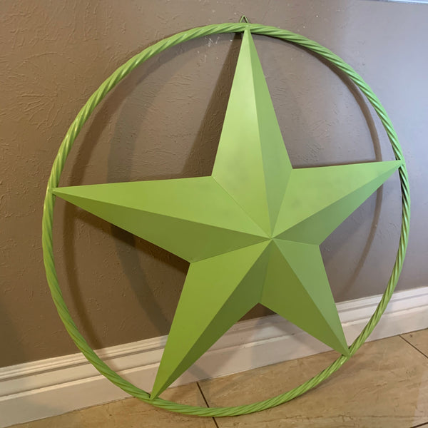APPLE GREEN BARN STAR METAL LONESTAR TWISTED ROPE RING WESTERN HOME DECOR HANDMADE #EH10836