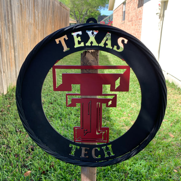 12", 18", 24", 32" TEXAS TECH WIDE BAND RING RED & BLACK CUSTOM METAL VINTAGE CRAFT TEAM SIGN