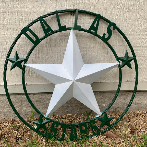 DALLAS STARS BARN LONE STAR METAL HOCKEY TEAM WESTERN HOME DECOR CRAFT RUSTIC GREEN & WHITE