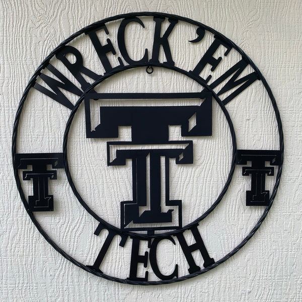 12", 18", 24", 32" WRECKEM TEXAS TECH METAL CUSTOM VINTAGE CRAFT TEAM SIGN HANDMADE