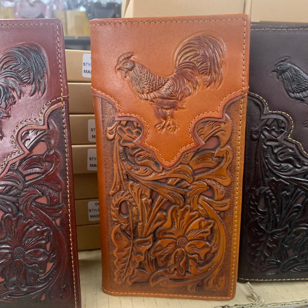#LG GENUINE LEATHER WESTERN CHECKBOOK MEN'S WALLET WESTERN FASHION--FREE SHIPPING
