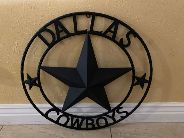 DALLAS COWBOYS RUSTIC BLACK BARN STAR CUSTOM METAL VINTAGE LONE STAR WESTERN HOME DECOR HANDMADE #EH12204