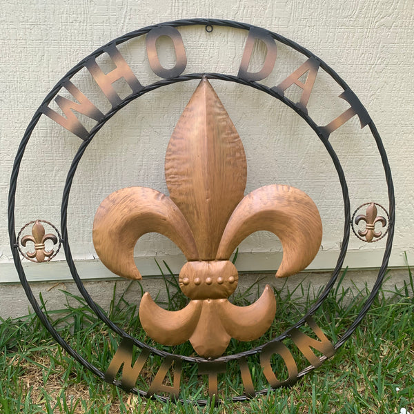 18", 24", 32" 36" WHO DAT NATION FLEUR DE LIS METAL WALL ART WESTERN HOME DECOR NEW