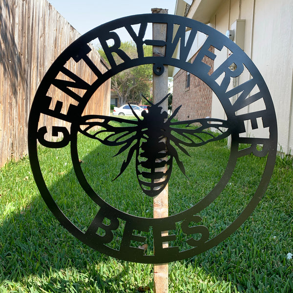 #EH10491 CUSTOM NAME BEE LASERCUT CUSTOM METAL VINTAGE CRAFT SIGN WESTERN HOME DECOR HANDMADE