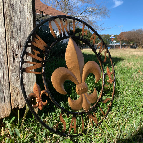 18", 24", 32" NEW ORLEANS SAINTS METAL SIGN WALL ART WESTERN HOME DECOR RUSTIC GOLD & BLACK ART NEW