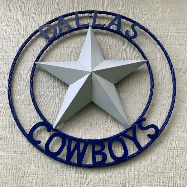 DALLAS COWBOYS STAR METAL BARN LONE STAR WESTERN HOME DECOR BLUE & WHITE STAR, SIZE:24",32",36",40",42",44",46",50"