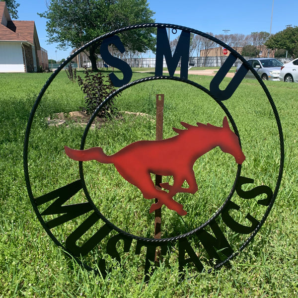 12",18",24",32",36" SMU MUSTANGS METAL CUSTOM VINTAGE CRAFT WALL ART TEAM SIGN HANDMADE