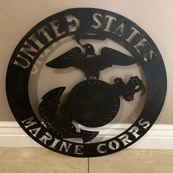 24" USA MARINE CORPS MILITARY LASERCUT BLACK CUSTOM VINTAGE METAL CRAFT WALL ART DECOR WESTERN HOME DECOR HANDMADE