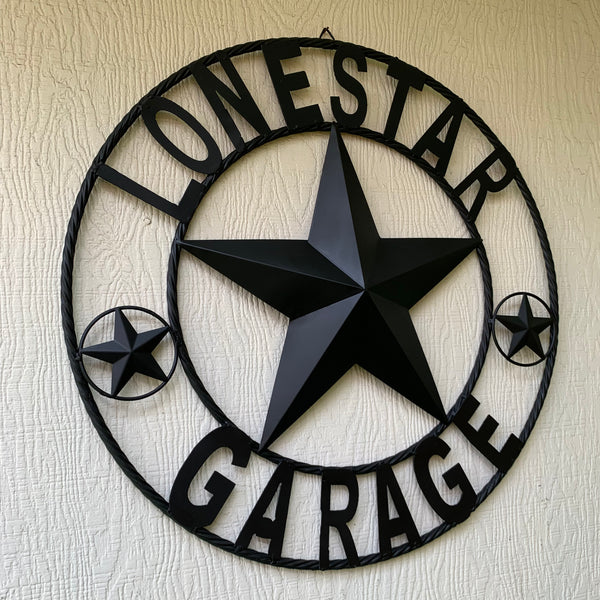 LONESTAR GARAGE STYLE CUSTOM BARN NAME STAR LONESTAR GARAGE METAL NAME BARN STAR WITH TWISTED ROPE RING 3d STAR ART WESTERN HOME DECOR RUSTIC BROWN