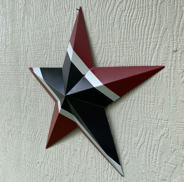 #EH10476 24" TRINIDAD FLAG STAR RED BLACK & WHITE METAL BARN FLAG STAR METAL WALL ART WESTERN HOME DECOR HANDMADE