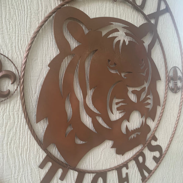 12",18", 24", 32", 36" GEAUX TIGERS HAMMERED COPPER CUSTOM METAL VINTAGE CRAFT SIGN TEAM HANDMADE