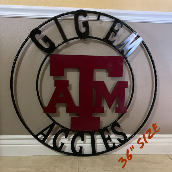 GIGEM AGGIES METAL CUSTOM VINTAGE CRAFT TEAM SIGN HANDMADE