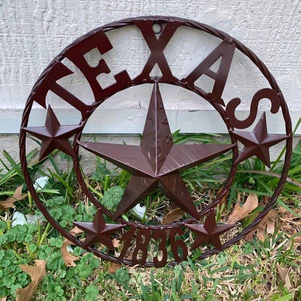 16",24",32",50" RUSTIC BROWN TEXAS 1836 BARN STAR METAL ART WESTERN HOME DECOR VINTAGE RUSTIC DARK BROWN NEW