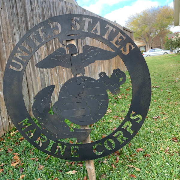 24" USA MARINE CORPS MILITARY LASERCUT BLACK CUSTOM VINTAGE METAL CRAFT WALL ART DECOR WESTERN HOME DECOR HANDMADE