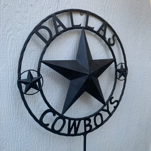 24" STAR & 34" STAKE DALLAS COWBOYS DECOR METAL ART WESTERN HOME WALL DECOR ALL RUSTIC BLACK STAR WITH 34" STAKE
