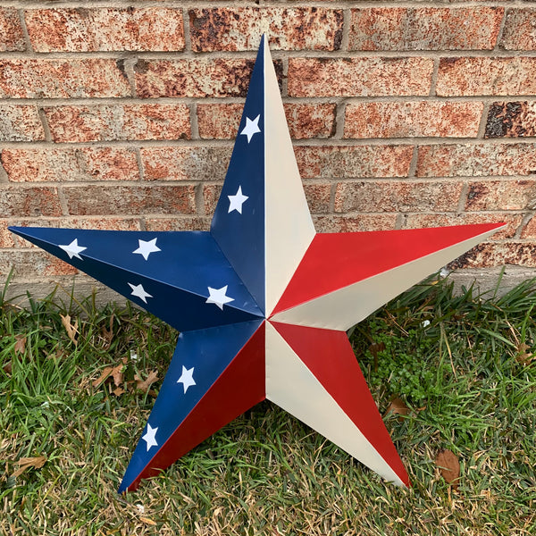 12",16",24",30",36" USA AMERICAN FLAG STAR STYLE #1 RED WHITE & BLUE METAL BARN STAR WALL ART HANDMADE STYLE# 1