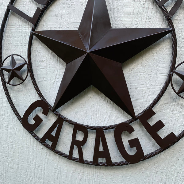 LONESTAR GARAGE STYLE CUSTOM BARN NAME STAR LONESTAR GARAGE METAL NAME BARN STAR WITH TWISTED ROPE RING 3d STAR ART WESTERN HOME DECOR RUSTIC BROWN