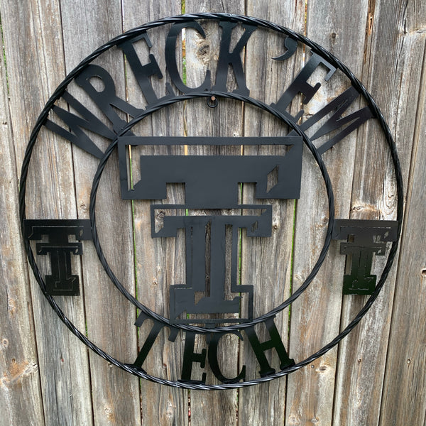 12", 18", 24", 32" WRECKEM TEXAS TECH METAL CUSTOM VINTAGE CRAFT TEAM SIGN HANDMADE