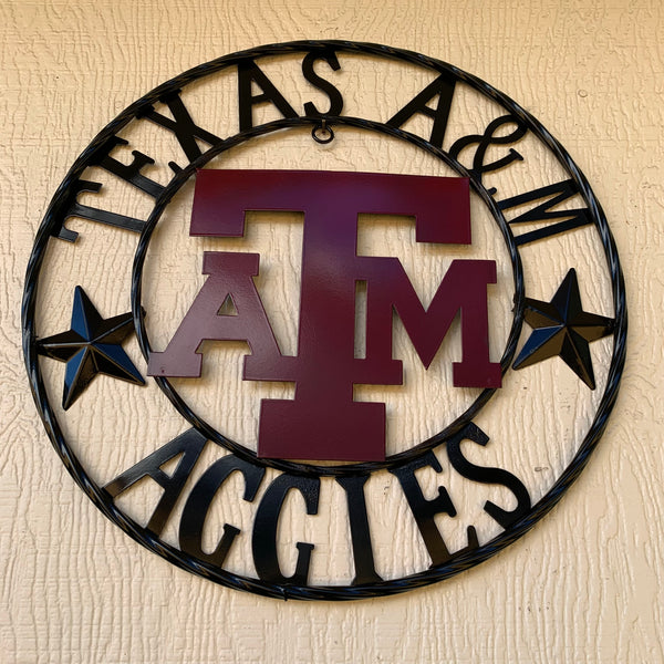 TEXAS A&M WITH STARS CUSTOM METAL VINTAGE CRAFT SIGN WALL ART TEAM SIGN HANDMADE