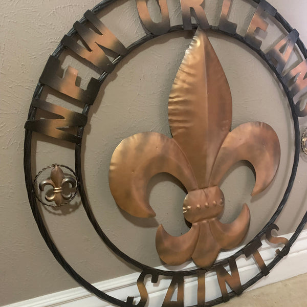 18", 24", 32" NEW ORLEANS SAINTS METAL SIGN WALL ART WESTERN HOME DECOR RUSTIC GOLD & BLACK ART NEW