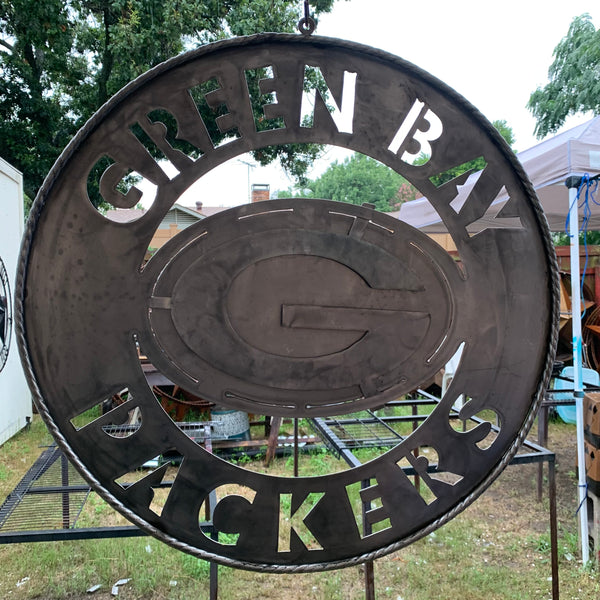 12",18",24",32",36" RAW METAL GREEN BAY PACKERS DISC CUSTOM METAL VINTAGE CRAFT TEAM SPORTS SIGN HANDMADE