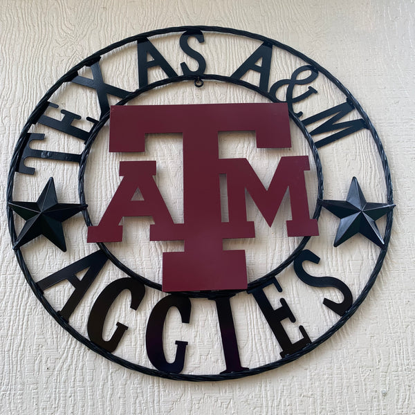 12", 18", 24", 32" TEXAS A&M AGGIES STARS METAL CUSTOM VINTAGE CRAFT WALL ART TEAM SIGN HANDMADE