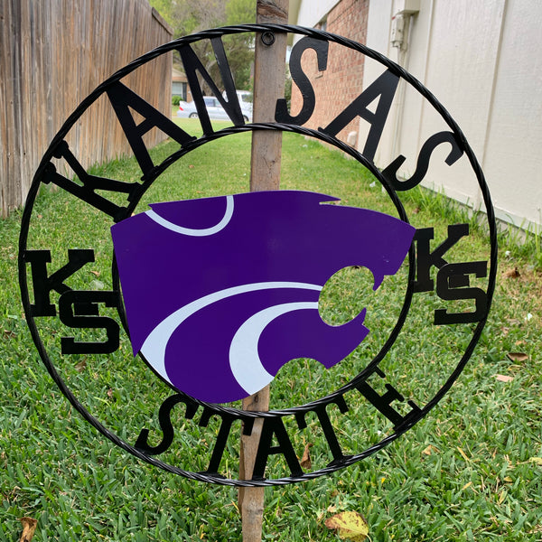 KANSAS STATE METAL CUSTOM VINTAGE CRAFT WALL ART TEAM SIGN HANDMADE
