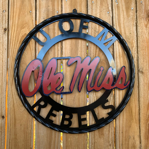 OLE MISS REBELS MISSISSIPPI METAL CUSTOM VINTAGE CRAFT TEAM SIGN HANDMADE